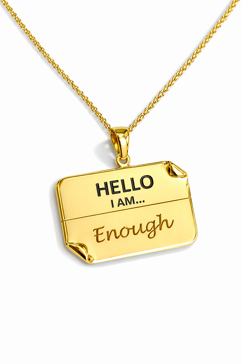 I AM "Enough" - Enamel Name Tag Necklace