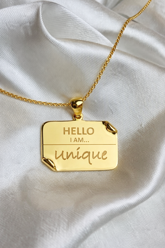 I AM "Unique" Name Tag Necklace- NEW ARRIVAL