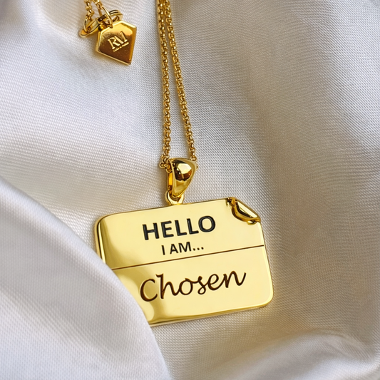 I AM "Chosen" - Enamel Name Tag Necklace