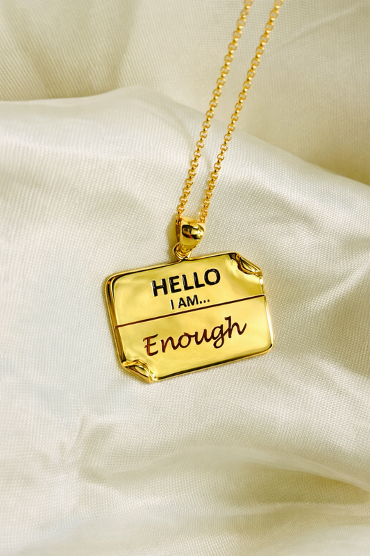 I AM "Enough" - Enamel Name Tag Necklace