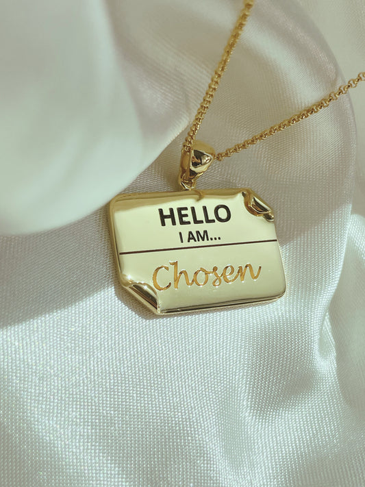 I AM "Chosen" - Enamel Name Tag Necklace