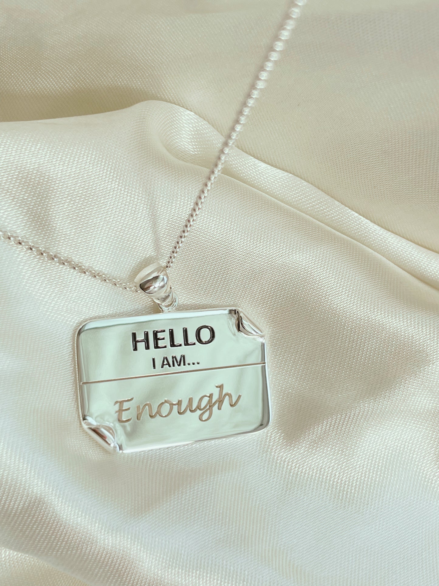 I AM "Enough" - Enamel Name Tag Necklace