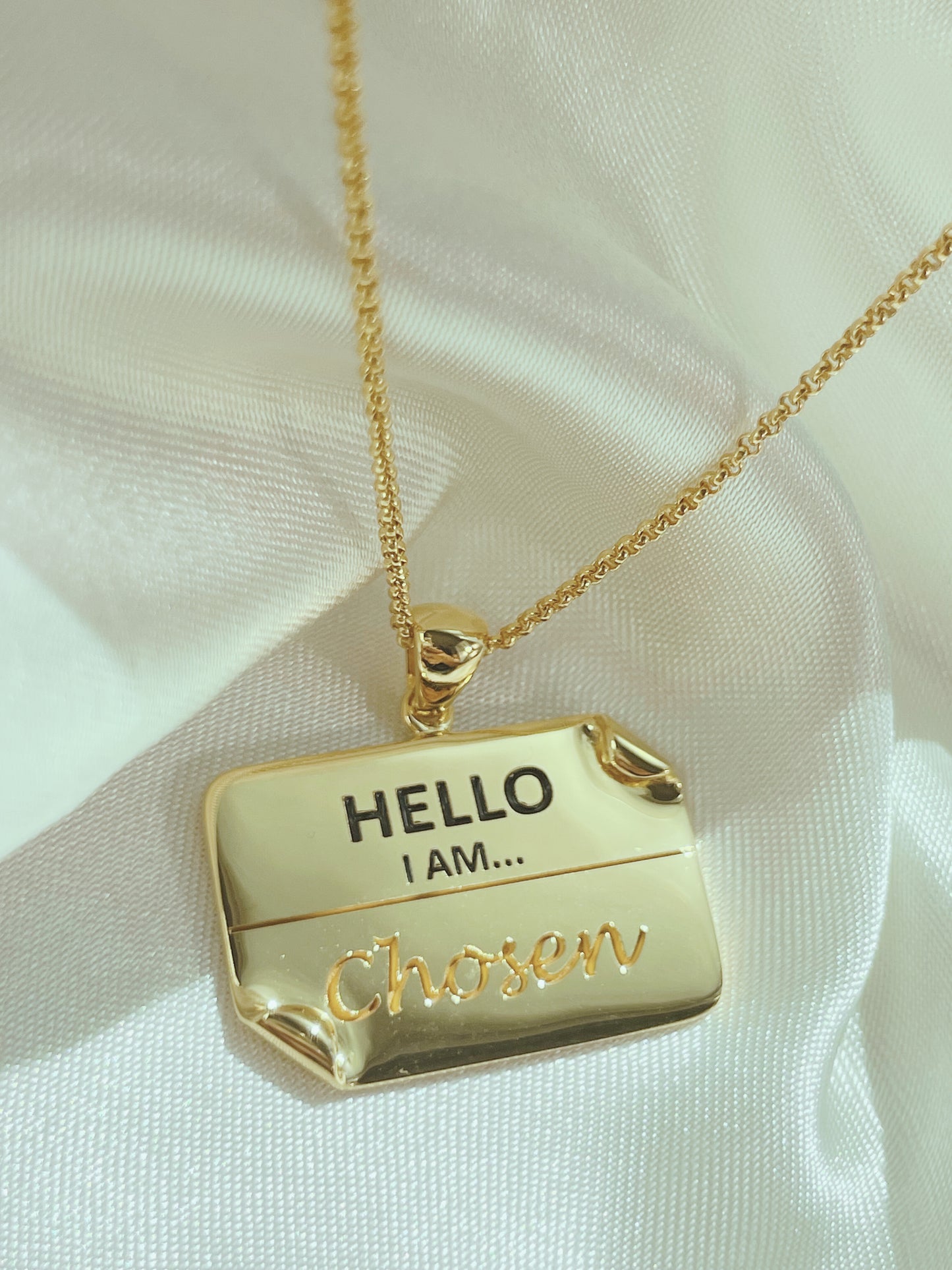 I AM "Chosen" - Enamel Name Tag Necklace