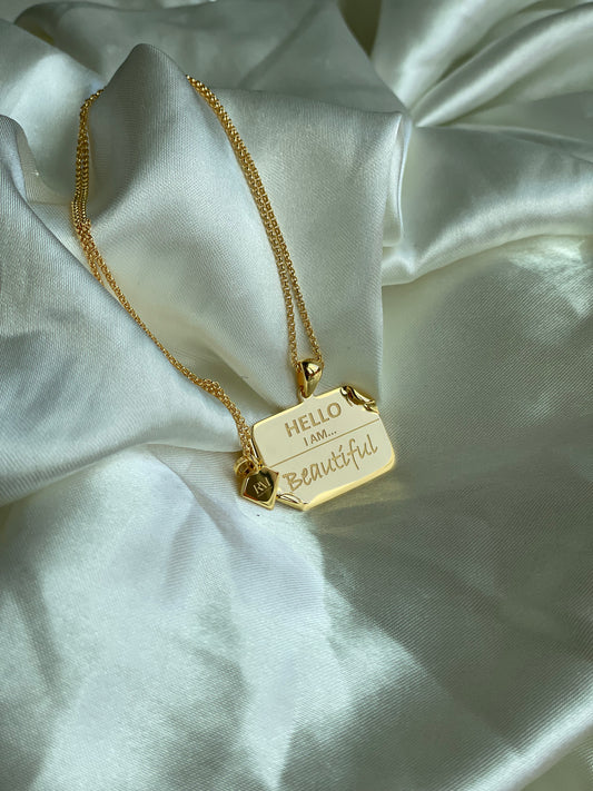 I AM "Beautiful" – Name Tag Necklace