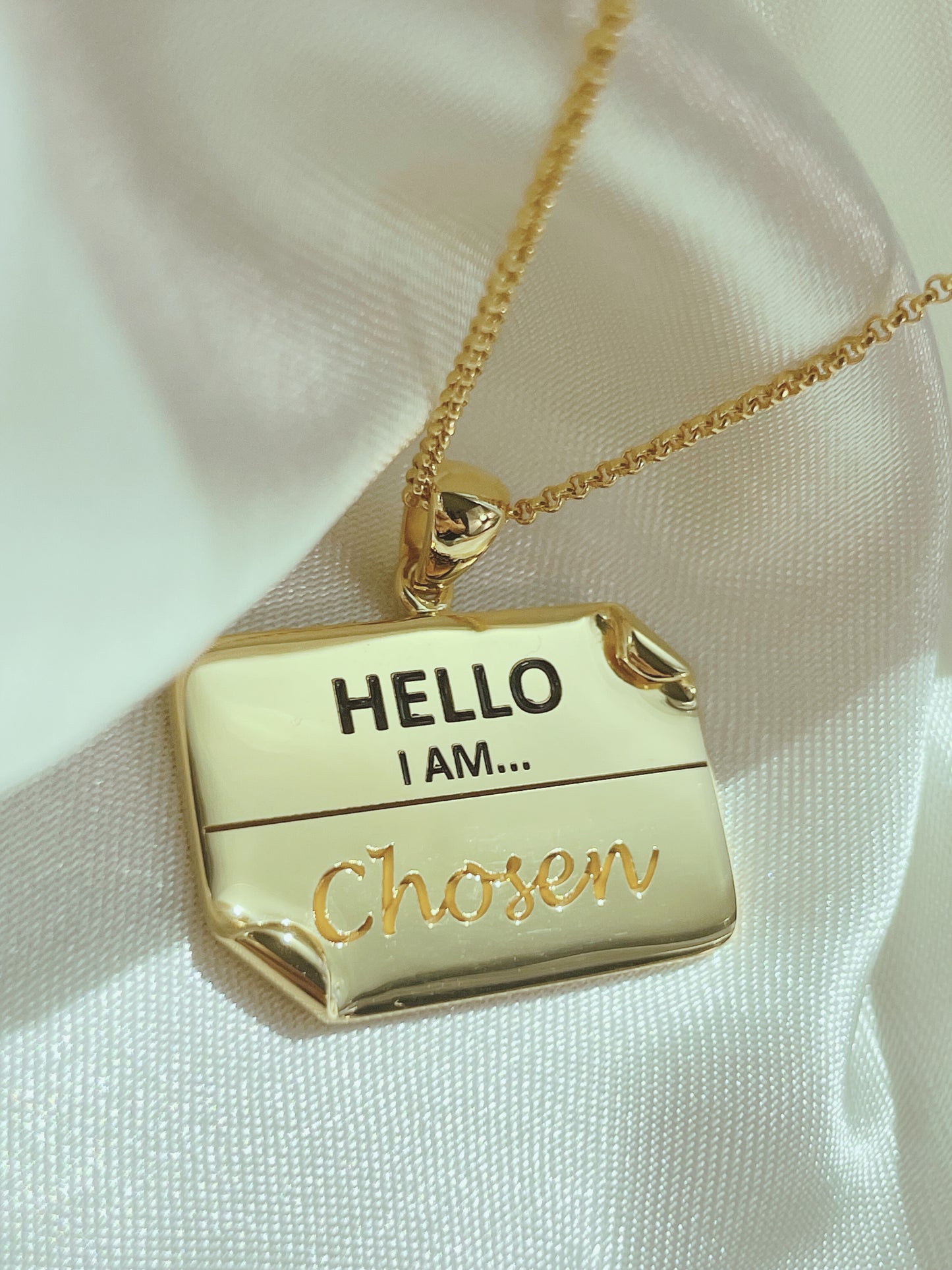 I AM "Chosen" - Enamel Name Tag Necklace
