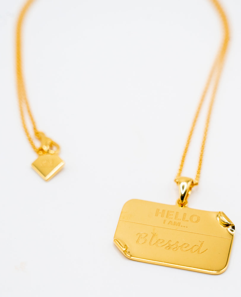 I AM "Blessed" - Name Tag Necklace