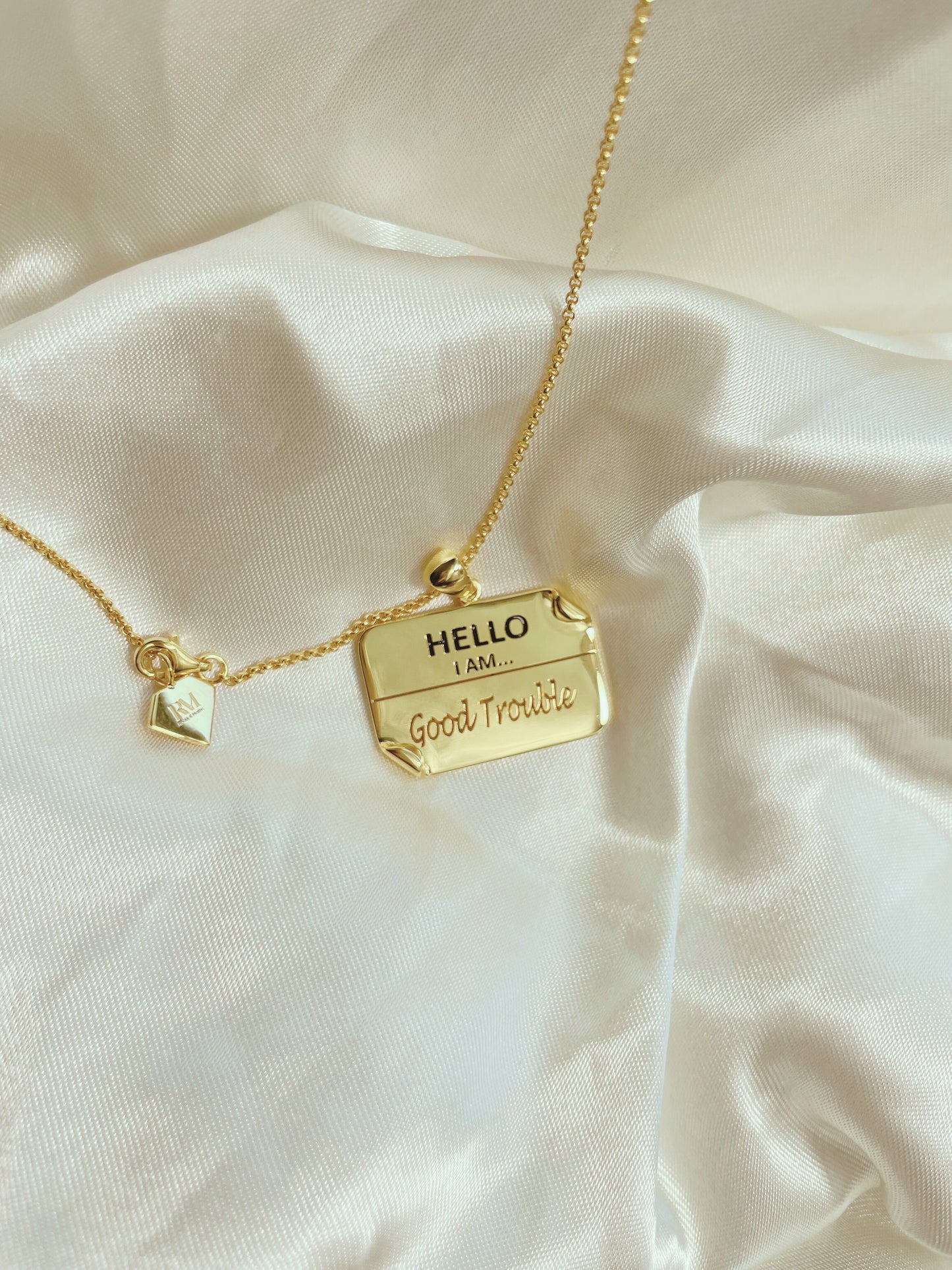 I AM "Good Trouble" - Enamel Name Tag Necklace
