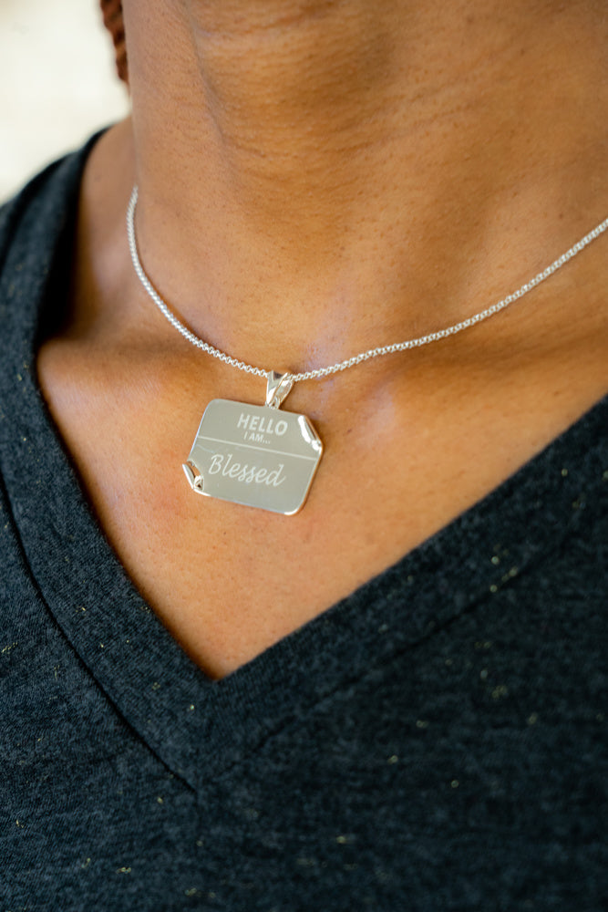 I AM "Blessed" - Name Tag Necklace