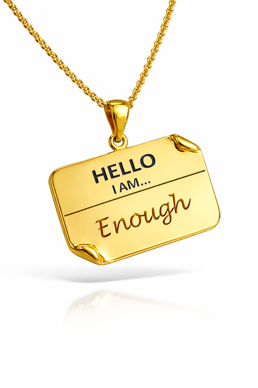 I AM "Enough" - Enamel Name Tag Necklace