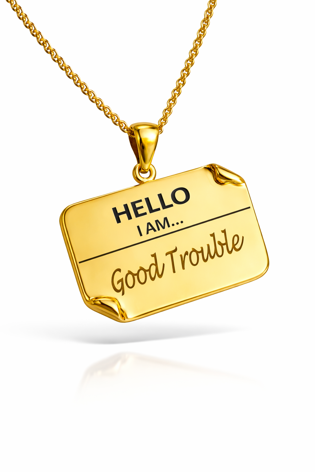 I AM "Good Trouble" - Enamel Name Tag Necklace
