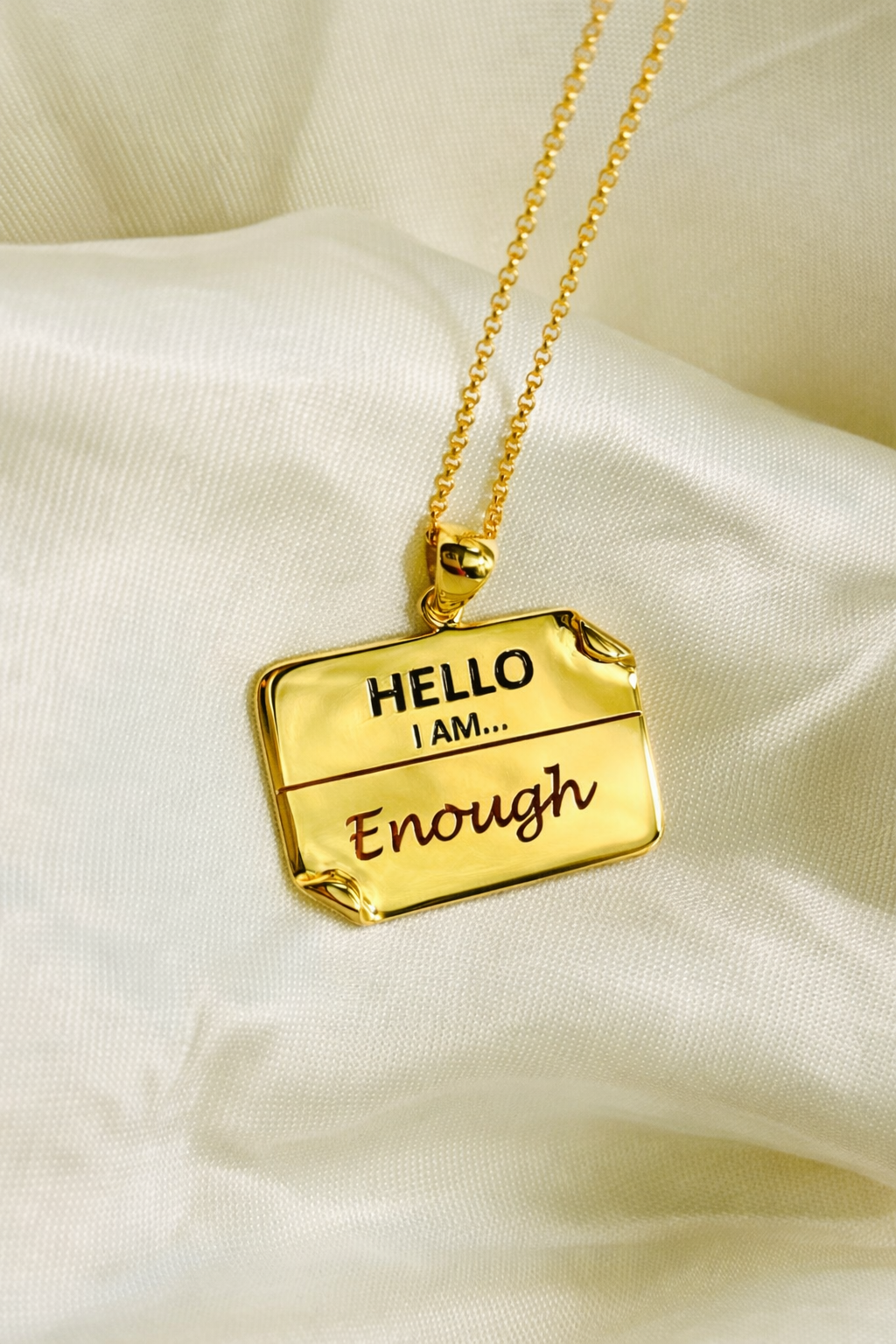 I AM "Enough" - Enamel Name Tag Necklace