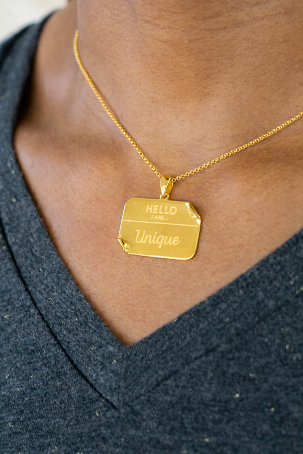 I AM "Unique" Name Tag Necklace- NEW ARRIVAL