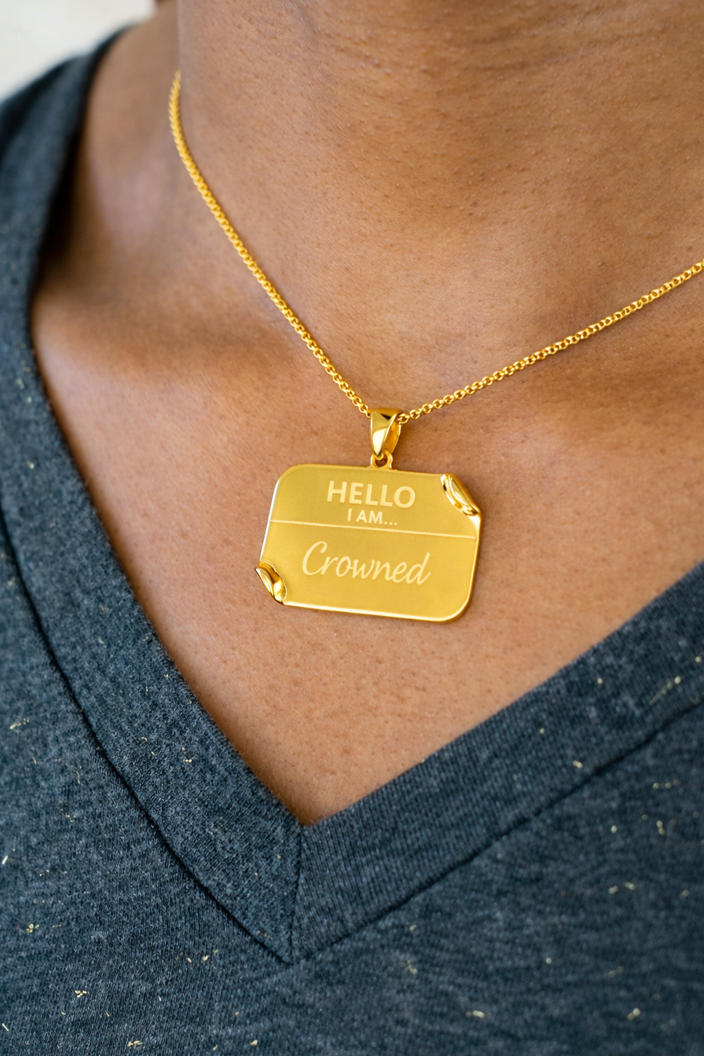 I AM "Crowned" - Name Tag Necklace