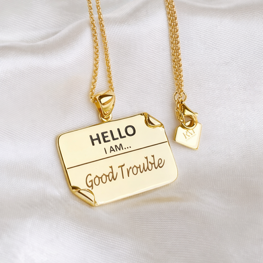 I AM "Good Trouble" - Enamel Name Tag Necklace