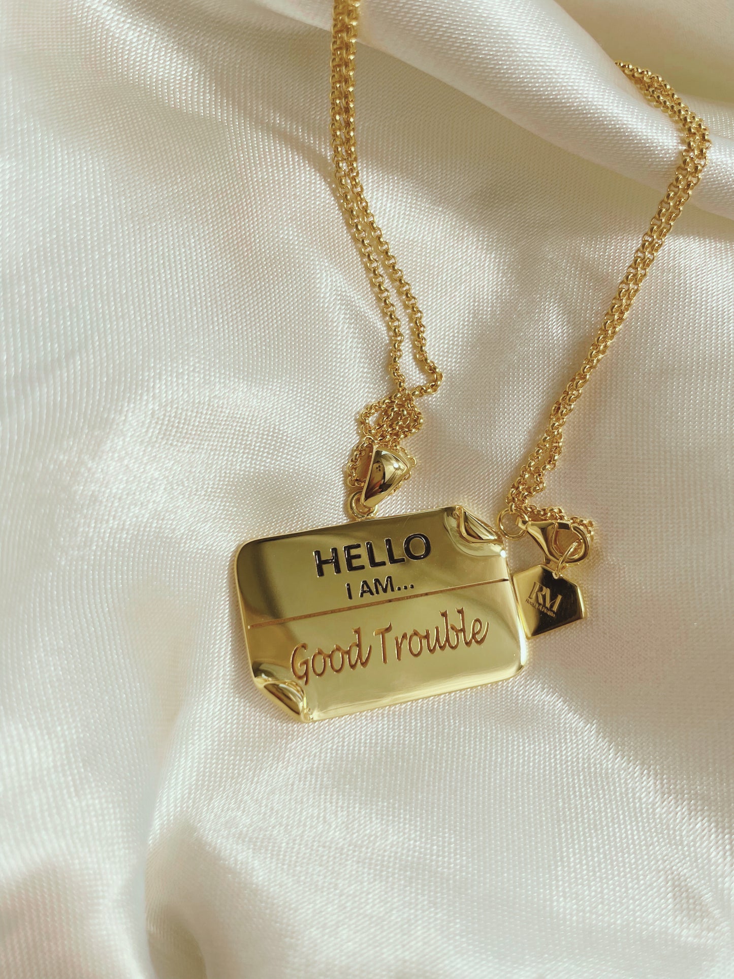I AM "Good Trouble" - Enamel Name Tag Necklace