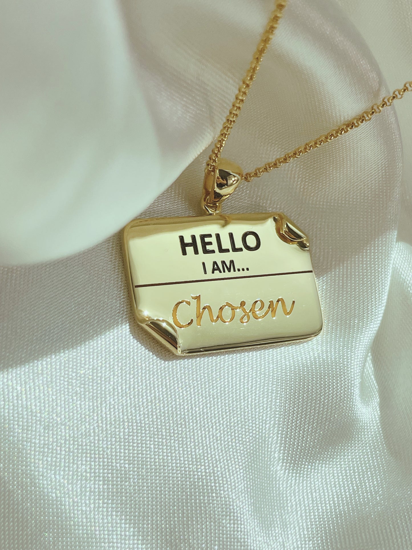 I AM "Chosen" - Enamel Name Tag Necklace