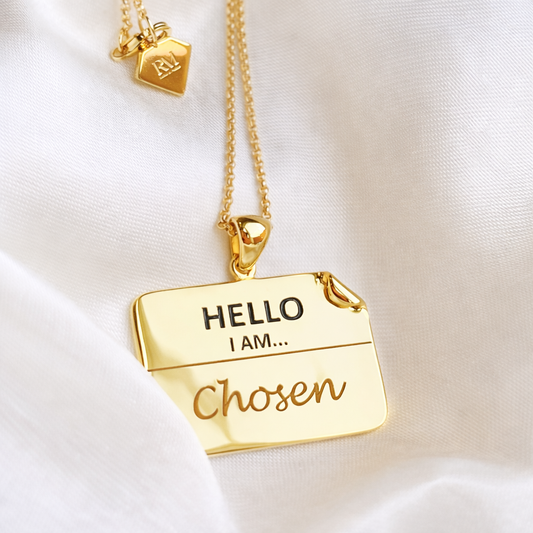 I AM "Chosen" - Enamel Name Tag Necklace