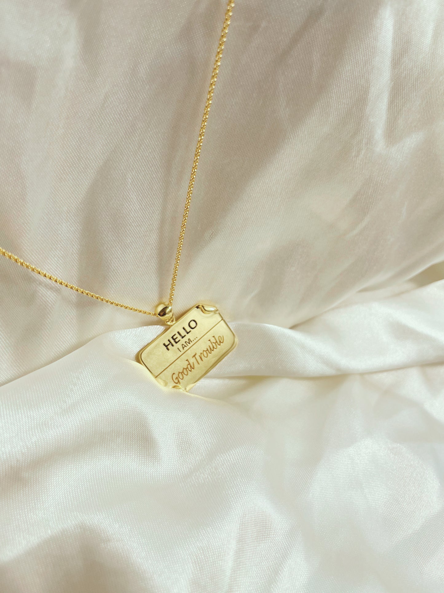 I AM "Good Trouble" - Enamel Name Tag Necklace