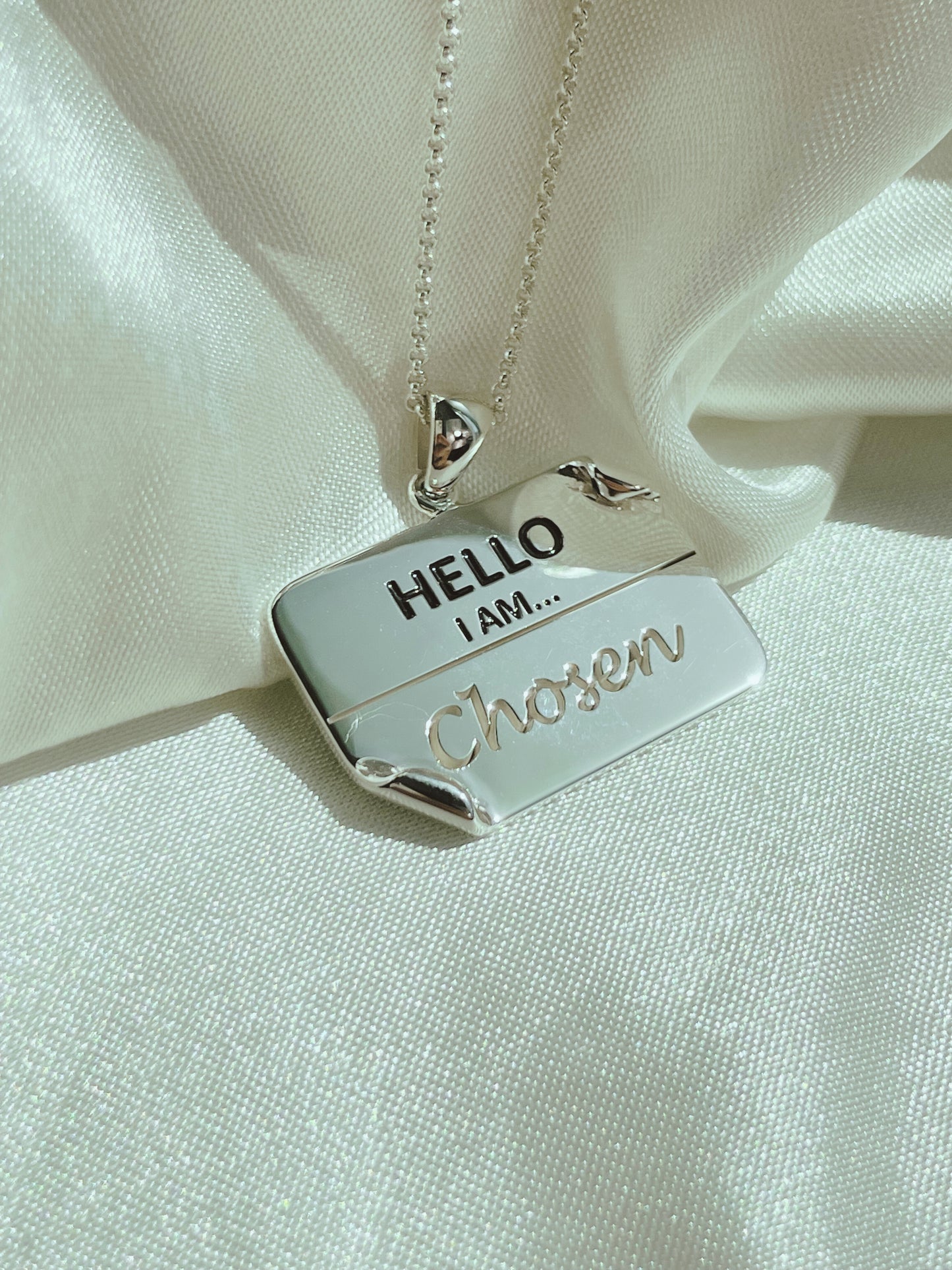 I AM "Chosen" - Enamel Name Tag Necklace
