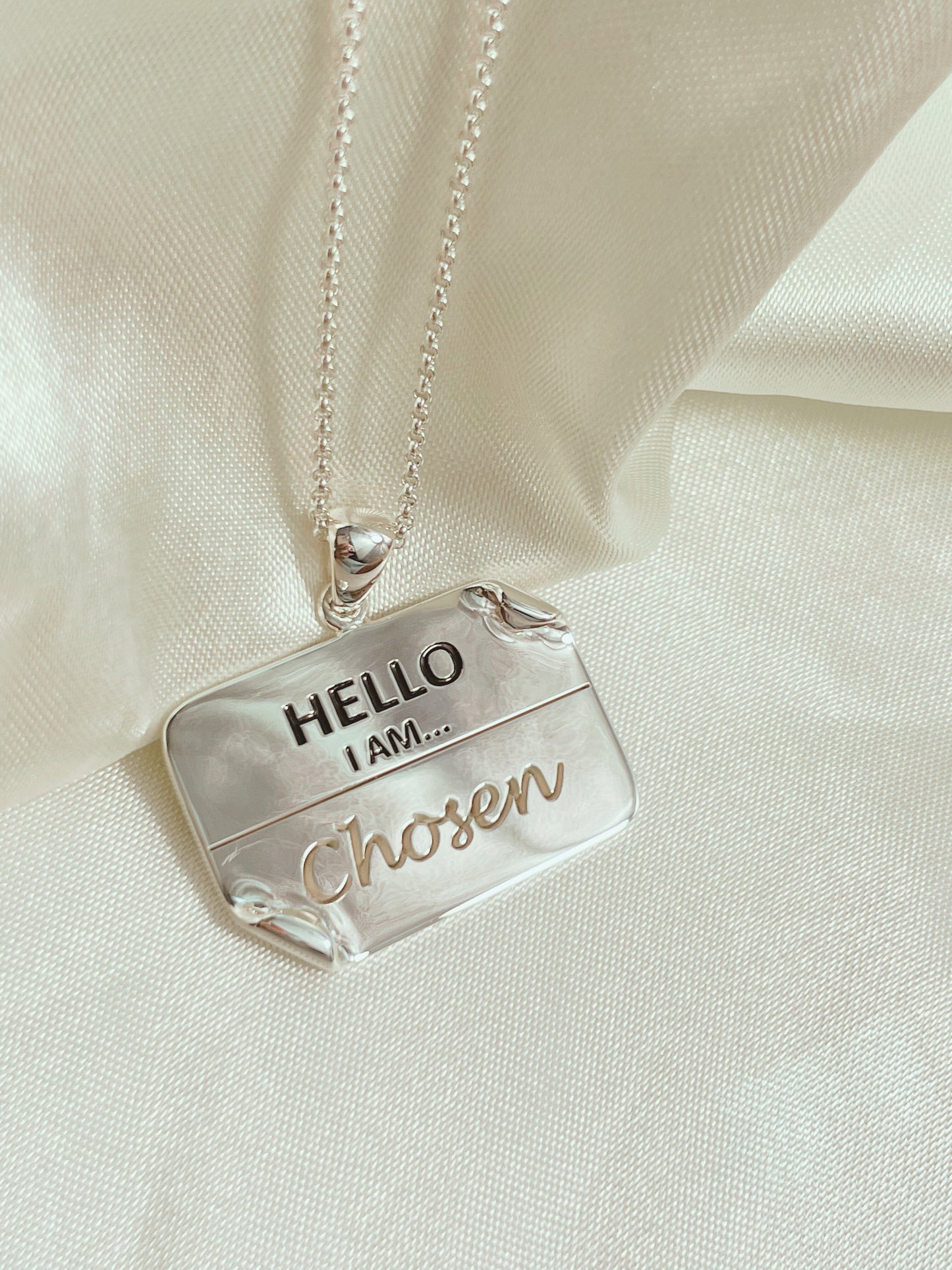 I AM "Chosen" - Enamel Name Tag Necklace