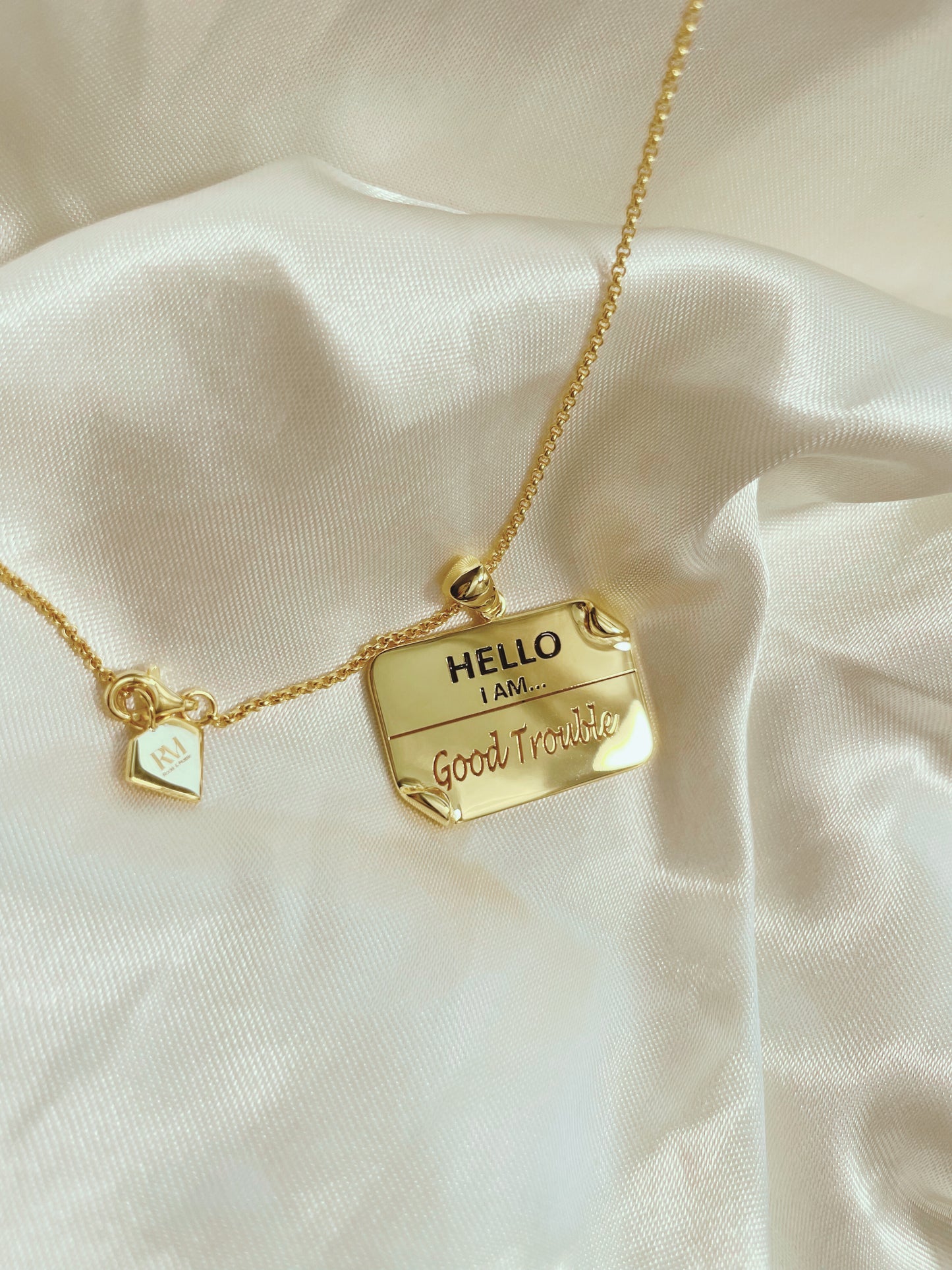 I AM "Good Trouble" - Enamel Name Tag Necklace